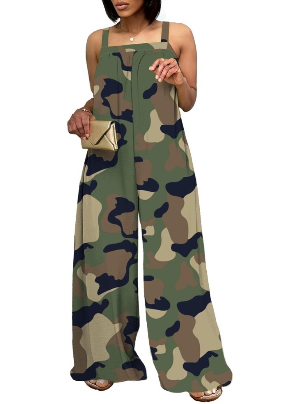Women's Sleeveless Wide Leg Jumpsuit Casual Summer Loose Romper